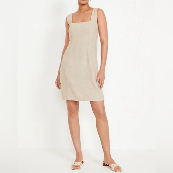 Old Navy Beige Linen Blend Mini Dress, Size Large Tall - Picture 10 of 11